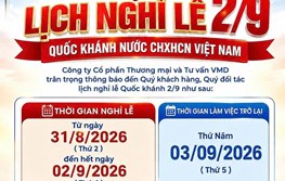 CÔNG TY CỔ PHẦN THƯƠNG MẠI VÀ TƯ VẤN VMD THÔNG BÁO LỊCH NGHỈ QUỐC KHÁNH 2/9