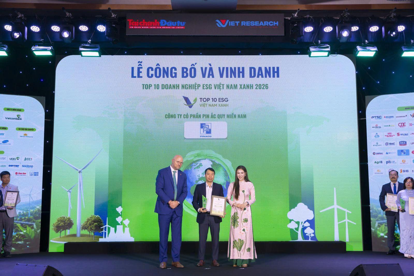 PINACO ĐƯỢC VINH DANH TOP 10 DOANH NGHIỆP ESG VIỆT NAM XANH 2026