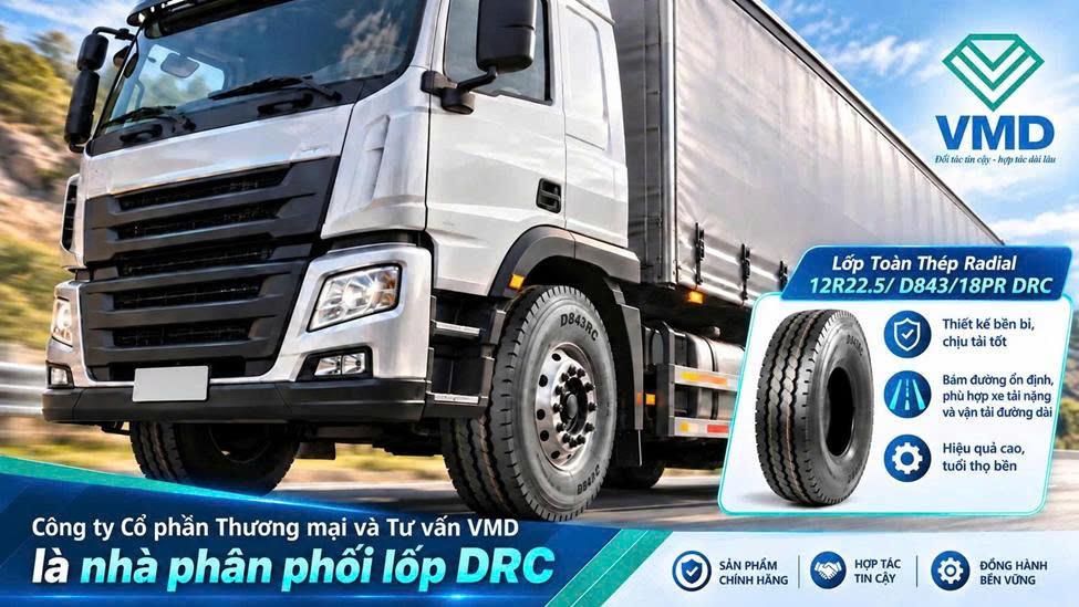 LỐP TOÀN THÉP RADIAL 12R22.5/D843/18PR DRC 