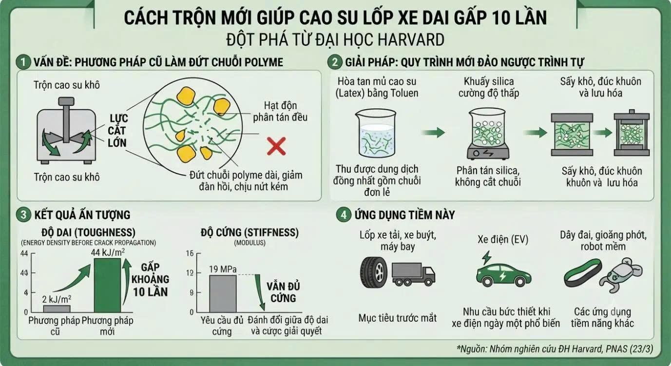 Cách trộn mới giúp cao su lốp xe dai gấp 10 lần